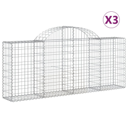 Kosze gabionowe, 3 szt, 200x30x80/100 cm, galwanizowane żelazo