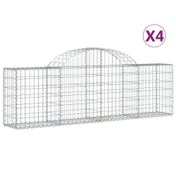 Kosze gabionowe, 4 szt, 200x30x60/80 cm, galwanizowane żelazo