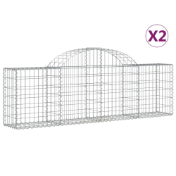 Kosze gabionowe, 2 szt, 200x30x60/80 cm, galwanizowane żelazo
