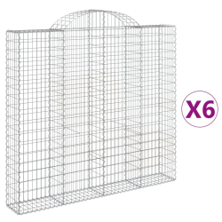 Kosze gabionowe, 6 szt, 200x30x180/200 cm, galwanizowane żelazo