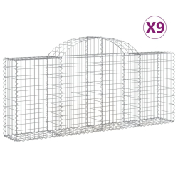 Kosze gabionowe, 9 szt, 200x30x80/100 cm, galwanizowane żelazo