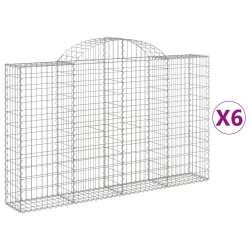 Kosze gabionowe, 6 szt, 200x30x120/140 cm, galwanizowane żelazo