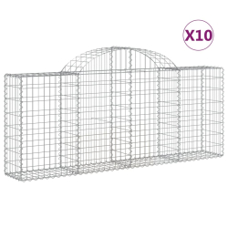 Kosze gabionowe, 10 szt, 200x30x80/100 cm, galwanizowane żelazo