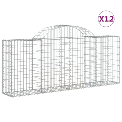 Kosze gabionowe, 12 szt, 200x30x80/100 cm, galwanizowane żelazo