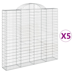 Kosze gabionowe, 5 szt, 200x30x180/200 cm, galwanizowane żelazo