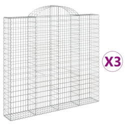 Kosze gabionowe, 3 szt, 200x30x180/200 cm, galwanizowane żelazo