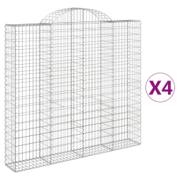 Kosze gabionowe, 4 szt, 200x30x180/200 cm, galwanizowane żelazo