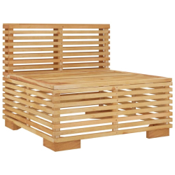 Siedzisko ogrodowe z szarymi poduszkami, lite drewno tekowe