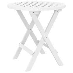 Składany stolik ogrodowy, biały, Ø 46 cm, lite drewno akacjowe