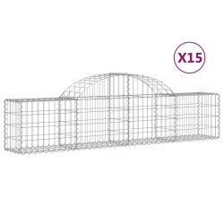 Kosze gabionowe, 15 szt, 200x30x40/60 cm, galwanizowane żelazo