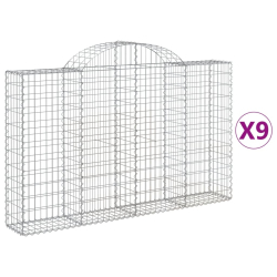 Kosze gabionowe, 9 szt, 200x30x120/140 cm, galwanizowane żelazo