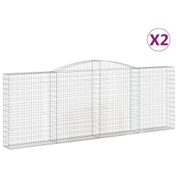 Kosze gabionowe, 2 szt, 400x30x140/160 cm, galwanizowane żelazo