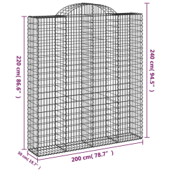 Łukowaty kosz gabionowy 200x50x220/240 cm, galwanizowane żelazo