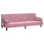 Rozkładana kanapa z podłokietnikami, różowa, aksamitna
