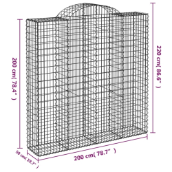 Łukowaty kosz gabionowy 200x50x200/220 cm, galwanizowane żelazo