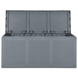 Skrzynia ogrodowa, szara, rattan PP, 270 L