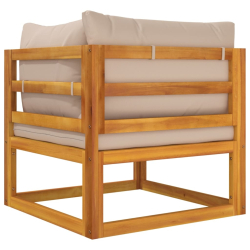 Moduł sofy narożnej, 2 szt, z poduszkami taupe, drewno akacjowe
