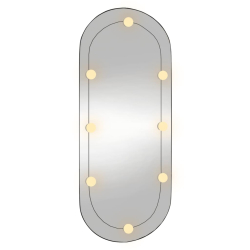 Lustro ścienne z LED, 45x100 cm, szklane, owalne