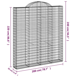 Kosze gabionowe, 6 szt, 200x30x220/240 cm, galwanizowane żelazo