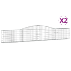 Kosze gabionowe, 2 szt, 400x30x60/80 cm, galwanizowane żelazo