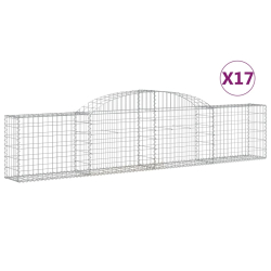 Kosze gabionowe, 17 szt., 300x30x60/80 cm, galwanizowane żelazo
