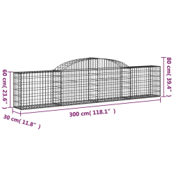 Kosze gabionowe, 25 szt., 300x30x60/80 cm, galwanizowane żelazo