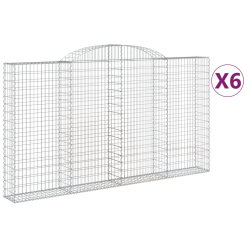 Kosze gabionowe, 6 szt, 300x30x160/180 cm, galwanizowane żelazo