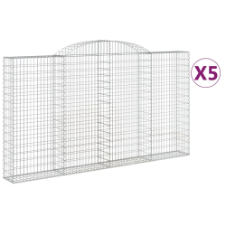 Kosze gabionowe, 5 szt, 300x30x160/180 cm, galwanizowane żelazo