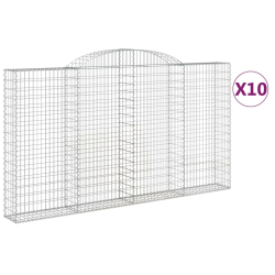 Kosze gabionowe, 10 szt, 300x30x160/180cm, galwanizowane żelazo