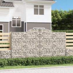 Kosze gabionowe, 7 szt, 300x30x160/180 cm, galwanizowane żelazo