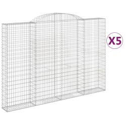 Kosze gabionowe, 5 szt, 300x30x200/220 cm, galwanizowane żelazo