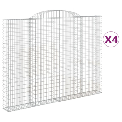 Kosze gabionowe, 4 szt, 300x30x220/240 cm, galwanizowane żelazo