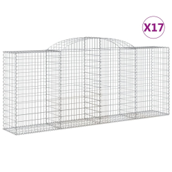 Kosze gabionowe, 17 szt, 300x50x120/140cm, galwanizowane żelazo