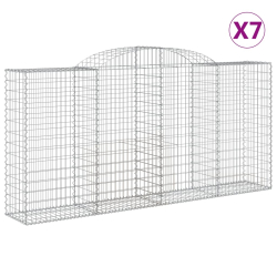 Kosze gabionowe, 7 szt, 300x50x140/160 cm, galwanizowane żelazo