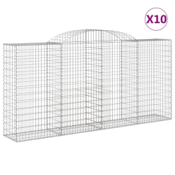 Kosze gabionowe, 10 szt, 300x50x140/160cm, galwanizowane żelazo