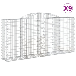 Kosze gabionowe, 9 szt, 300x50x140/160 cm, galwanizowane żelazo