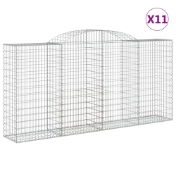 Kosze gabionowe, 11 szt, 300x50x140/160cm, galwanizowane żelazo