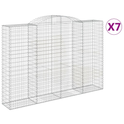 Kosze gabionowe, 7 szt, 300x50x200/220 cm, galwanizowane żelazo