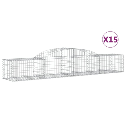 Kosze gabionowe, 15 szt, 300x50x40/60 cm, galwanizowane żelazo
