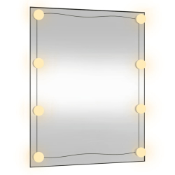 Lustro ścienne z LED, 50x60 cm, szklane, prostokątne