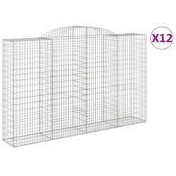 Kosze gabionowe, 12 szt, 300x50x180/200cm, galwanizowane żelazo