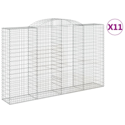 Kosze gabionowe, 11 szt, 300x50x180/200cm, galwanizowane żelazo