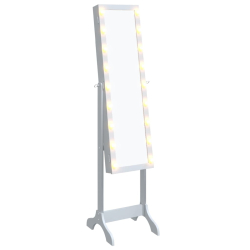 Lustro stojące z LED, białe, 34x37x146 cm
