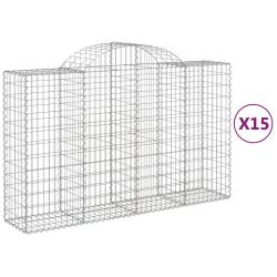 Kosze gabionowe, 15 szt, 200x50x120/140cm, galwanizowane żelazo