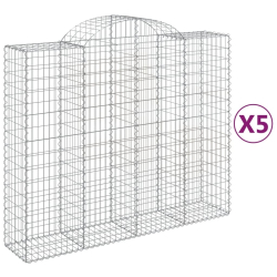 Kosze gabionowe, 5 szt, 200x50x160/180 cm, galwanizowane żelazo