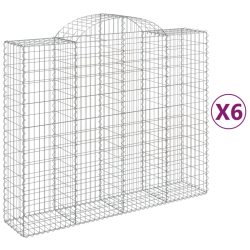 Kosze gabionowe, 6 szt, 200x50x160/180 cm, galwanizowane żelazo