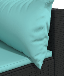 Narożny moduł sofy z poduszkami, czarny, polirattan