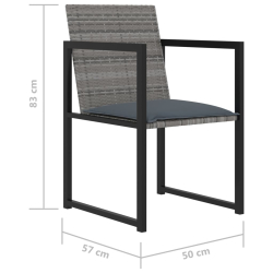 5-cz. zestaw mebli ogrodowych z poduszkami, rattan PE, szary