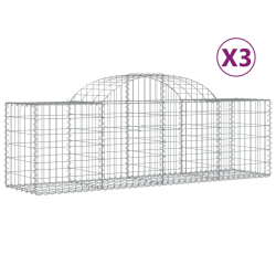 Kosze gabionowe, 3 szt, 200x50x60/80 cm, galwanizowane żelazo