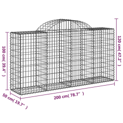 Kosze gabionowe, 14 szt, 200x50x100/120cm, galwanizowane żelazo